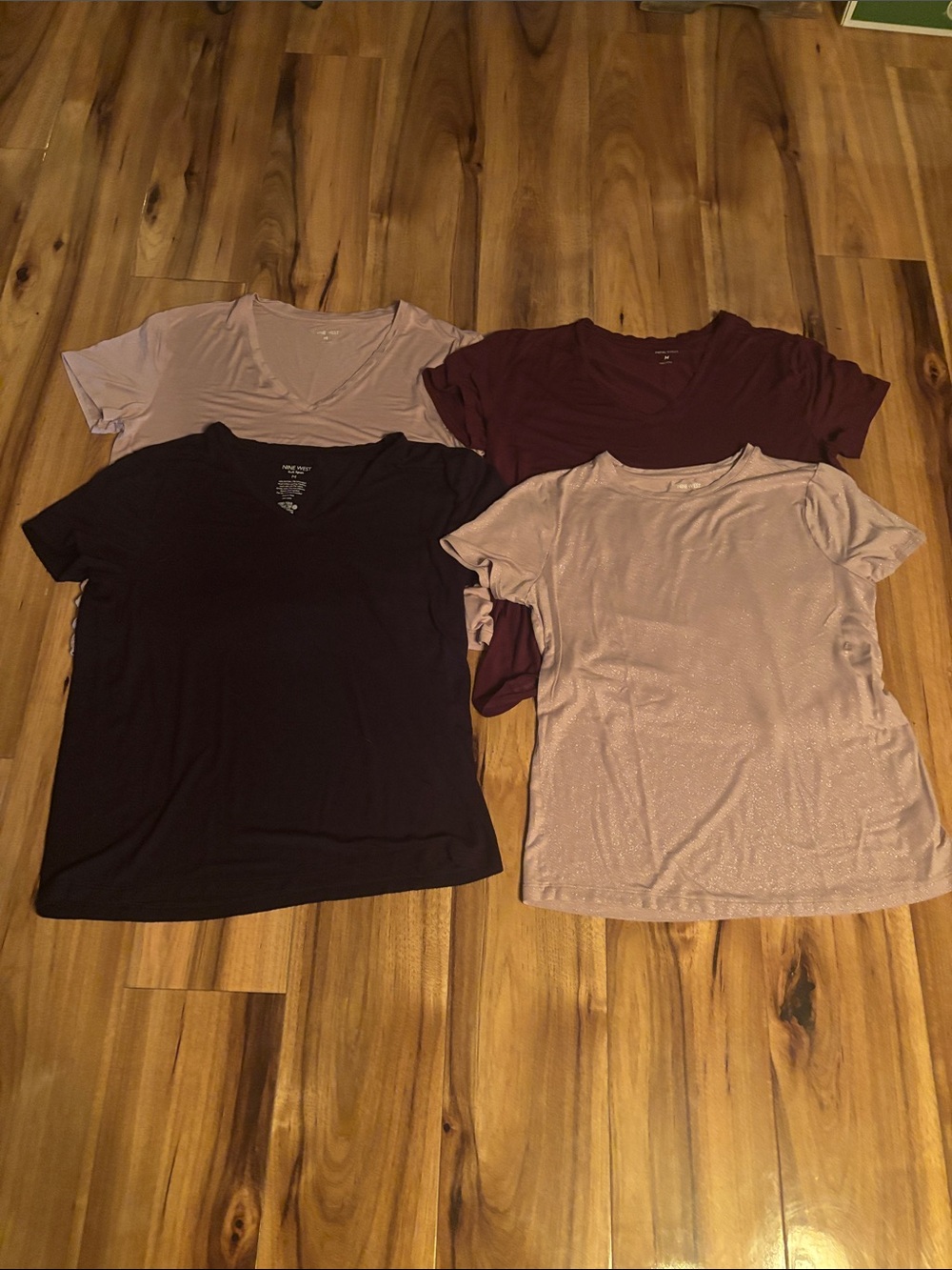 Nine West Women’s Short Sleeve Tee Set in Plum, Mauve, Blush